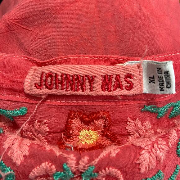 Johny Was Mikones Tunic Top Coral Floral Embroidered Size XL - Picture 5 of 10